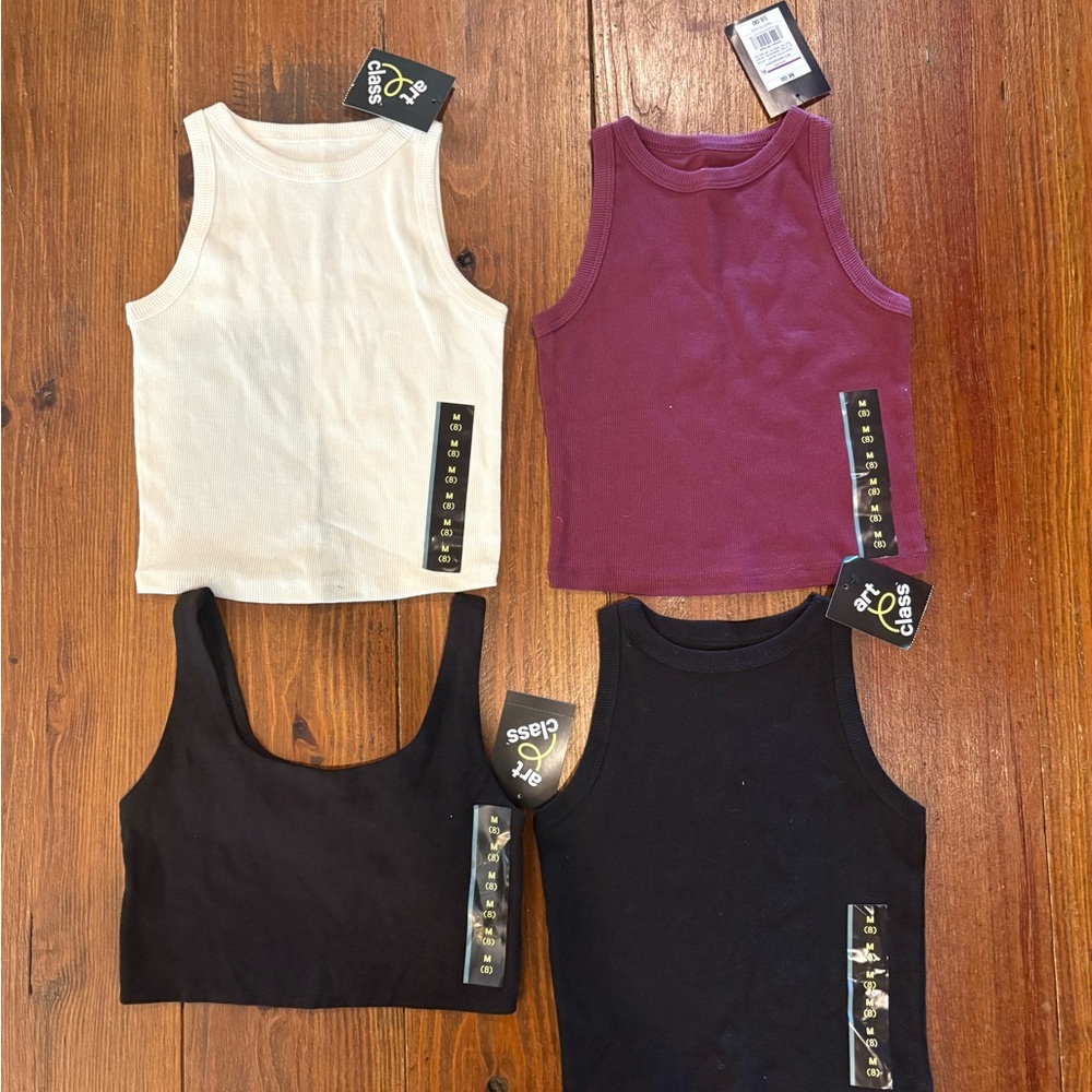 art class Kids Tank Top Set - White, Burgundy & Black